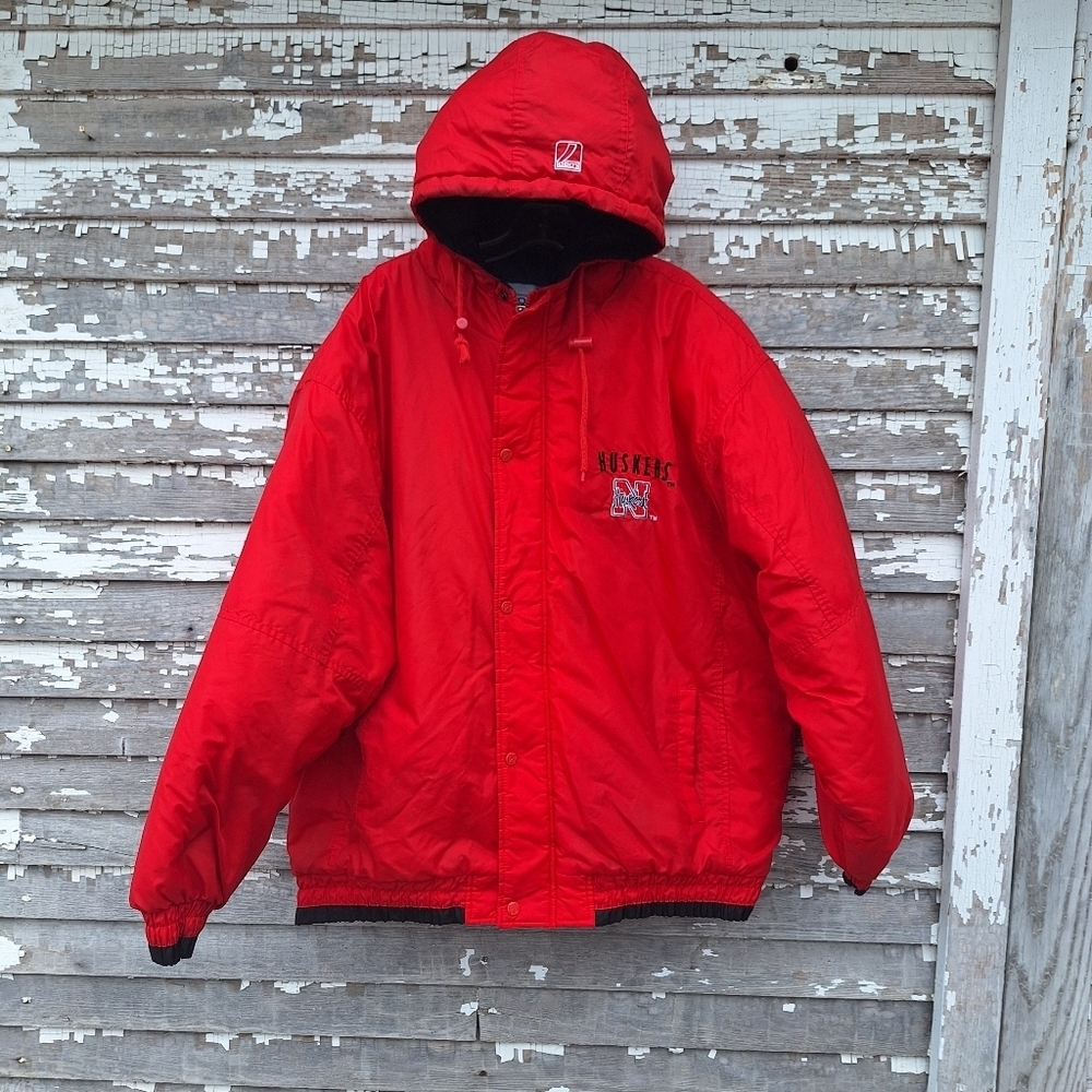Vintage Logo 7 Nebraska Cornshuskers Huskers Coat Size XL